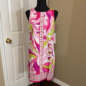 London Times Pink and Green Patterned Dress